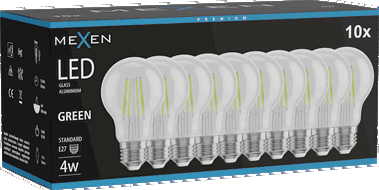 Mexen Vintis 10x Ampoule filament LED E27, A60, 4W, 55 lm, vert - L150-E27-04XX-46x10