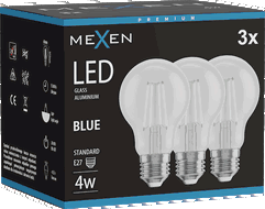Mexen Vintis 3x Ampoule filament LED E27, A60, 4W, 55 lm, bleue - L150-E27-04XX-47x03