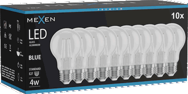 Mexen Vintis 10x Ampoule à filament LED E27, A60, 4W, 55 lm, bleue - L150-E27-04XX-47x10