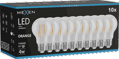 Mexen Vintis 10x Ampoule à filament LED E27, A60, 4W, 55 lm, orange - L150-E27-04XX-48x10