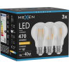 Mexen Vintis 3x Ampoule filament LED E27, A60, 4W, Chaude - 2200K, 470 lm, transparent - L150-E27-0422-00x03