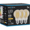 Mexen Vintis 3x Ampoule filament LED E27, A60, 4W, Chaude - 2200K, 400 lm, ambre - L150-E27-0422-50x03