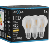 Mexen Vintis 3x Ampoule filament LED E27, A60, 4W, Chaude - 2700K, 470 lm, transparent - L150-E27-0427-00x03