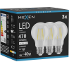 Mexen Vintis 3x Ampoule filament LED E27, A60, 4W, Neutre - 4000K, 470 lm, clair - L150-E27-0440-00x03