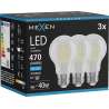 Mexen Vintis 3x Ampoule filament LED E27, A60, 4W, Froid - 6500K, 470 lm, transparent - L150-E27-0465-00x03