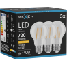 Mexen Vintis 3x ampoule filament LED E27, A60, 6W, Chaude - 2200K, 720 lm, clair - L150-E27-0622-00x03