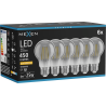 Mexen Vintis 6x Ampoule à filament LED E27, A60, 6W, Chaude - 2200K, 450 lm, fumé - L150-E27-0622-70x06