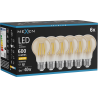 Mexen Vintis 6x Ampoule à filament LED E27, A60, 6W, Chaude - 2700K, 600 lm, ambre - L150-E27-0627-50x06