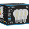 Mexen Vintis 3x Ampoule filament LED E27, A60, 6W, Froid - 6500K, 720 lm, transparent - L150-E27-0665-00x03