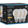 Mexen Vintis 3x Ampoule filament LED E27, A60, 8W, Chaude - 2200K, 1055 lm, claire - L150-E27-0822-00x03