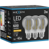 Mexen Vintis 3x Ampoule filament LED E27, A60, 8W, Chaude - 2200K, 600 lm, fumée - L150-E27-0822-70x03