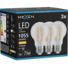 Mexen Vintis 3x lampe à filament LED E27, A60, 8W, Chaude - 2700K, 1055 lm, claire - L150-E27-0827-00x03