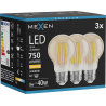 Mexen Vintis 3x Ampoule LED filament E27, A60, 8W, Chaude - 2700K, 750 lm, ambre - L150-E27-0822-50x03 - L150-E27-0827-50x03