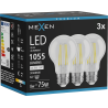 Mexen Vintis 3x ampoule filament LED E27, A60, 8W, Neutre - 4000K, 1055 lm, clair - L150-E27-0840-00x03