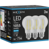 Mexen Vintis 3x Ampoule filament LED E27, A60, 8W, Froid - 6500K, 1055 lm, transparent - L150-E27-0865-00x03