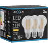 Mexen Vintis 3x Ampoule LED filament E27, A60, 10W, Chaude - 2700K, 1320 lm, claire - L150-E27-1027-00x03