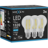 Mexen Vintis 3x Ampoule filament LED E27, A60, 10W, Froide - 6500K, 1320 lm, claire - L150-E27-1065-00x03