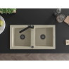 Mexen Mario évier en granit 2 bacs avec robinet de cuisine Rita, beige - 6504-69-670300-70
