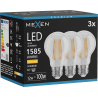 Mexen Vintis 3x ampoule filament LED E27, A60, 12W, Chaude - 2700K, 1585 lm, claire - L150-E27-1227-00x03