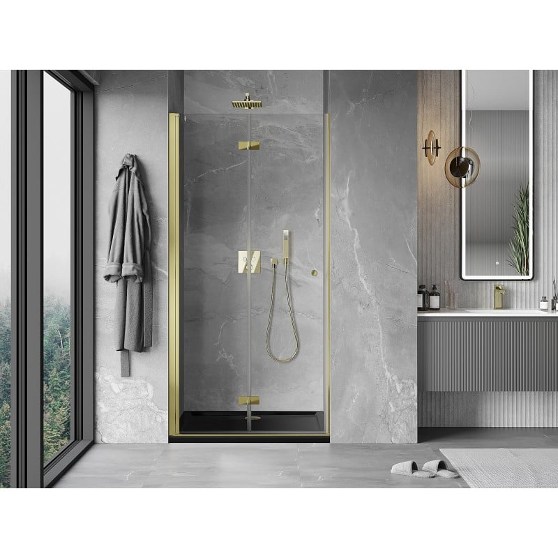 Mexen Mist-F porte de douche pliante gauche 80 cm, transparent, doré - 8A6-080-000-50-00-L