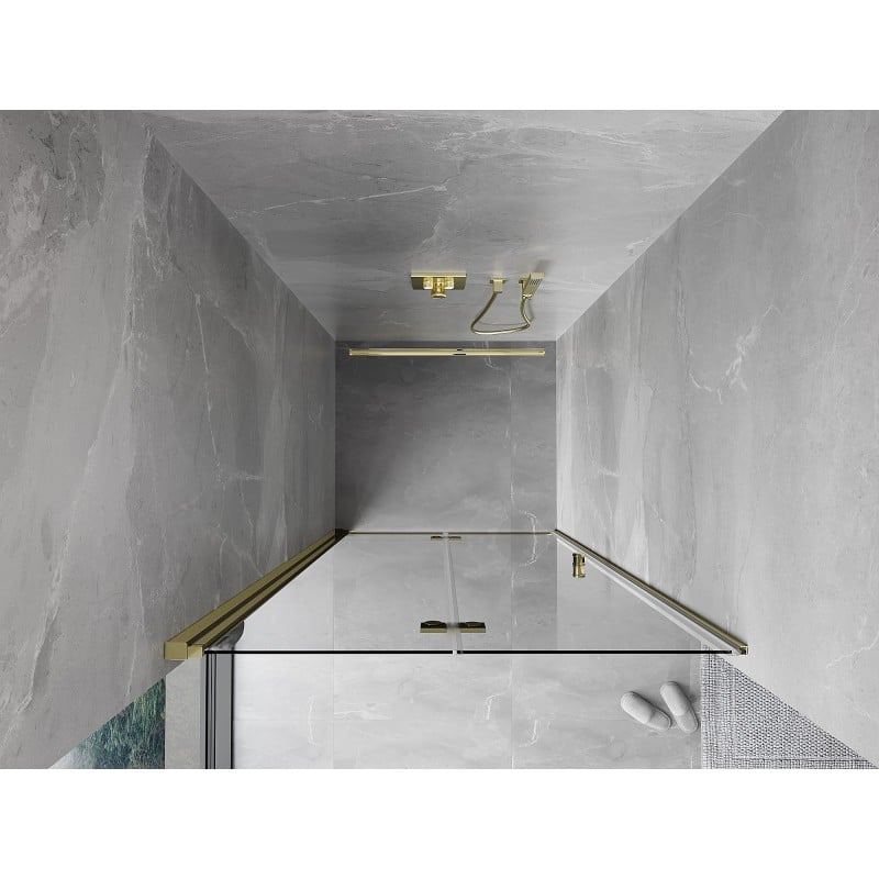 Mexen Mist-F porte de douche pliante gauche 100 cm, transparent, doré - 8A6-100-000-50-00-L