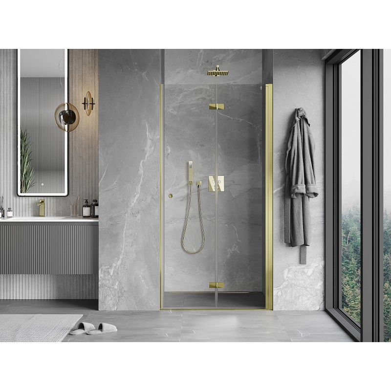 Mexen Mist-F porte de douche pliable droite 85 cm, transparent, doré - 8A6-085-000-50-00-P