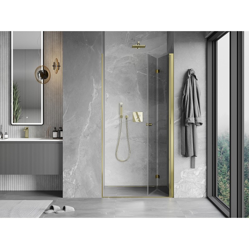 Mexen Mist-F porte de douche pliable droite 85 cm, transparent, doré - 8A6-085-000-50-00-P