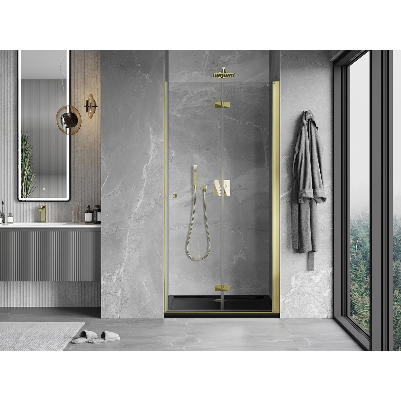 Mexen Mist-F porte de douche pliante droite 90 cm, transparent, doré - 8A6-090-000-50-00-P