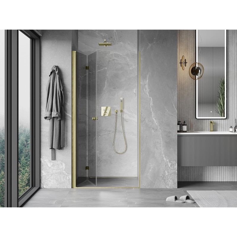 Mexen Mist-F porte de douche pliable gauche 75 cm, transparent, or brossé - 8A6-075-000-55-00-L