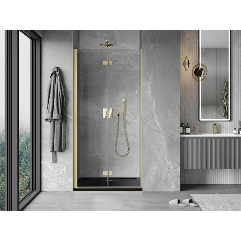 Mexen Mist-F porte de douche pliable gauche 75 cm, transparent, or brossé - 8A6-075-000-55-00-L