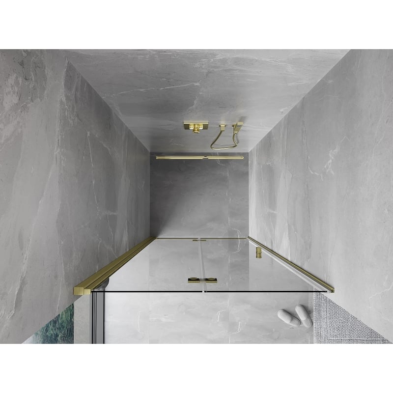 Mexen Mist-F porte de douche pliante gauche 100 cm, transparent, or brossé - 8A6-100-000-55-00-L