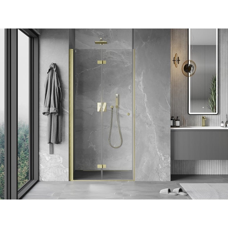 Mexen Mist-F porte de douche pliable gauche 110 cm, transparent, or brossé - 8A6-110-000-55-00-L