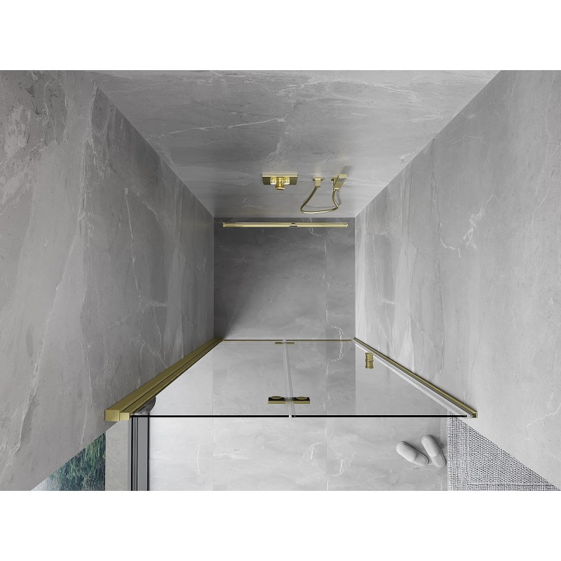 Mexen Mist-F porte de douche pliante gauche 120 cm, transparent, doré brossé - 8A6-120-000-55-00-L