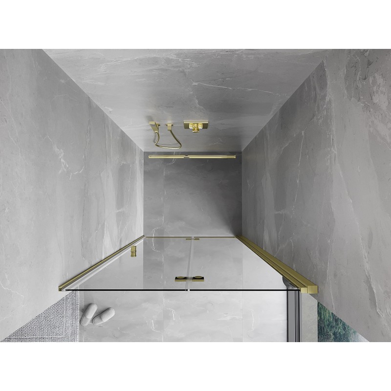 Mexen Mist-F porte de douche pliante droite 70 cm, transparent, or brossé - 8A6-070-000-55-00-P