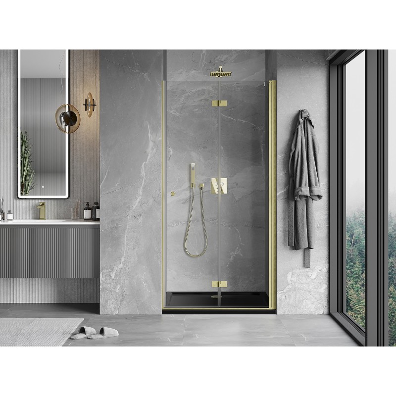Mexen Mist-F porte de douche pliante droite 70 cm, transparent, or brossé - 8A6-070-000-55-00-P