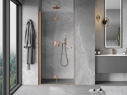 Mexen Mist-F porte de douche pliantes gauche 90 cm, transparent, cuivre brossé - 8A6-090-000-65-00-L