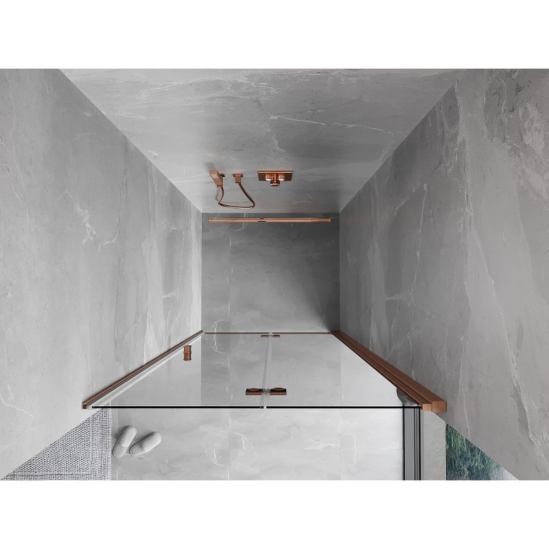 Mexen Mist-F porte de douche pliante droite 60 cm, transparent, cuivre brossé - 8A6-060-000-65-00-P