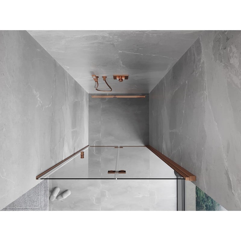 Mexen Mist-F porte de douche pliante droite 95 cm, transparent, cuivre brossé - 8A6-095-000-65-00-P
