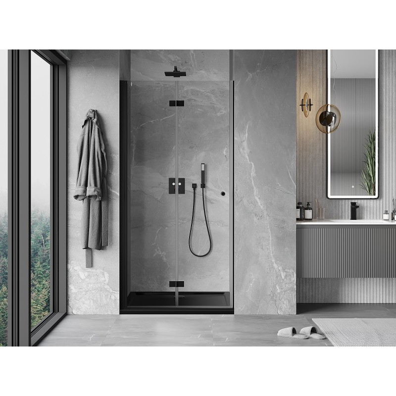 Mexen Mist-F porte de douche pliantes gauche 90 cm, transparent, noir - 8A6-090-000-70-00-L