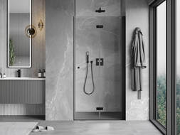 Mexen Mist-F porte de douche pliantes droite 70 cm, transparent, noir - 8A6-070-000-70-00-P