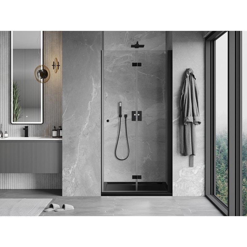 Mexen Mist-F portes de douche pliantes droites 75 cm, transparentes, noires - 8A6-075-000-70-00-P