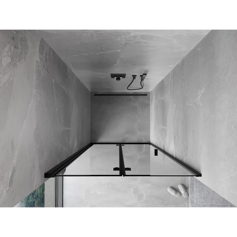 Mexen Mist-F porte de douche pliantes gauche 75 cm, cadre noir, noir - 8A6-075-000-70-70-L