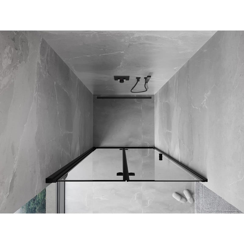 Mexen Mist-F porte de douche pliable gauche 90 cm, cadre noir, noir - 8A6-090-000-70-70-L