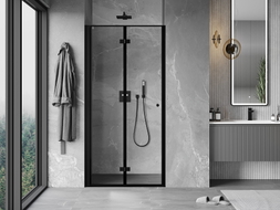 Mexen Mist-F porte de douche pliable gauche 90 cm, cadre noir, noir - 8A6-090-000-70-70-L