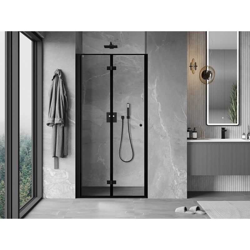 Mexen Mist-F porte de douche pliable gauche 95 cm, cadre noir, noir - 8A6-095-000-70-70-L