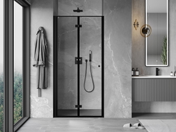 Mexen Mist-F porte de douche pliable gauche 95 cm, cadre noir, noir - 8A6-095-000-70-70-L
