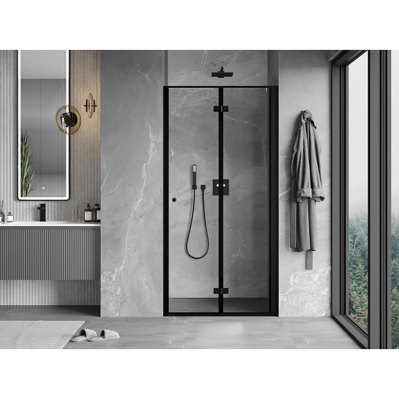 Mexen Mist-F porte de douche pliable droite 60 cm, cadre noir, noir - 8A6-060-000-70-70-P