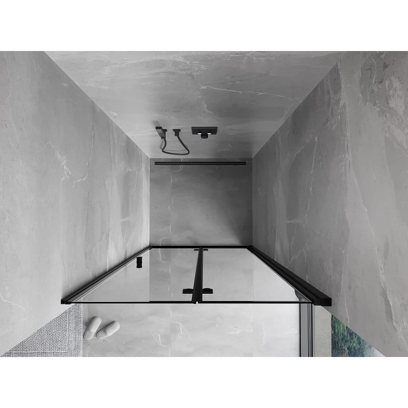 Mexen Mist-F porte de douche pliable droite 60 cm, cadre noir, noir - 8A6-060-000-70-70-P