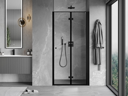 Mexen Mist-F porte de douche pliable droite 85 cm, cadre noir, noir - 8A6-085-000-70-70-P