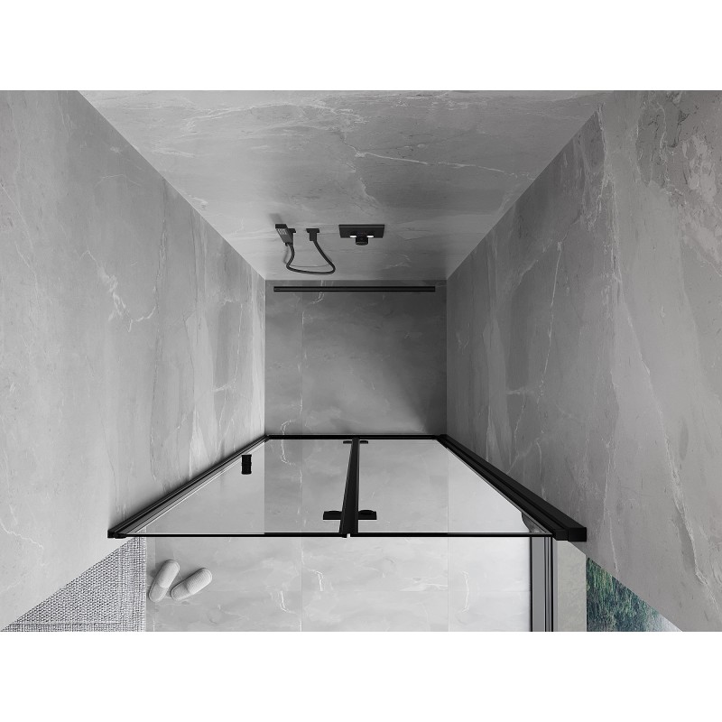 Mexen Mist-F porte de douche pliante droite 90 cm, cadre noir, noir - 8A6-090-000-70-70-P